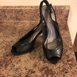 Black sling back heels